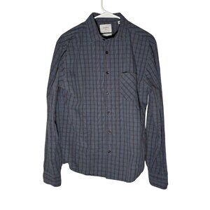 Billy Reid Standard Long Sleeve Blue Plaid Button Down Shirt Men's Size Small